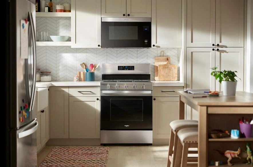 Whirlpool gas range in a kitchen